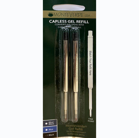 Monteverde Capless Gel Refill (to fit Waterman), Fine Point, Black